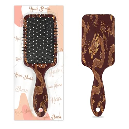 Mexpekil Troditional Chinsese Dragon Entwirrende Paddel-Haarbürste, nasses, trockenes Haar, Massage-Luftkissen-Kamm für Mädchen, Damen, Herren von Mexpekil