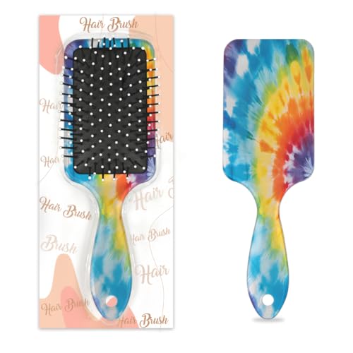 Mexpekil Troditional Ethnic Tie Dye Detangling Paddle Haarbürste Wet Dry Hair Brushes Massage Air Cushion Comb for ID Girls Women Men von Mexpekil