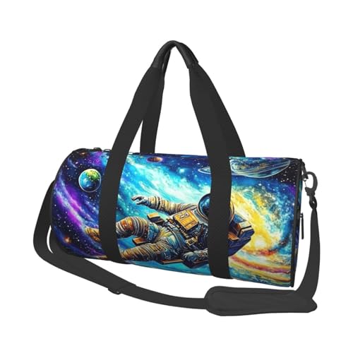 Mexpekil Turnbeutel, faltbar, Reisetasche, Handgepäck, wasserdicht, Sport, Tanz, Wochenende, Übernachtungstasche, Astronaut Space Planets, Einheitsgröße von Mexpekil