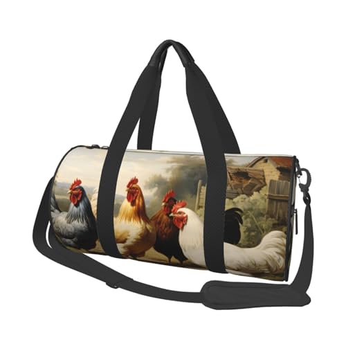 Mexpekil Turnbeutel, faltbar, Reisetasche, Handgepäck, wasserdicht, Sport, Tanz, Wochenende, Übernachtungstasche, Bauernhof-Hühner, Einheitsgröße von Mexpekil