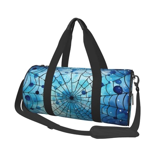 Mexpekil Turnbeutel, faltbar, Reisetasche, Handgepäck, wasserdicht, Sport, Tanz, Wochenende, Übernachtungstasche, Blaues Spinnennetz, Einheitsgröße von Mexpekil