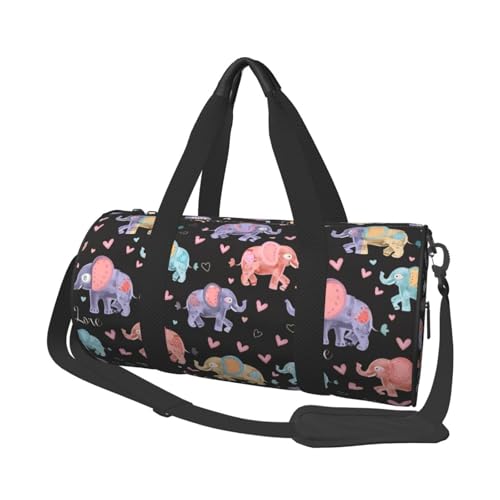 Mexpekil Turnbeutel, faltbar, Reisetasche, Handgepäck, wasserdicht, Sport, Tanz, Wochenende, Übernachtungstasche, Bunte Elefanten-Liebe, Einheitsgröße von Mexpekil