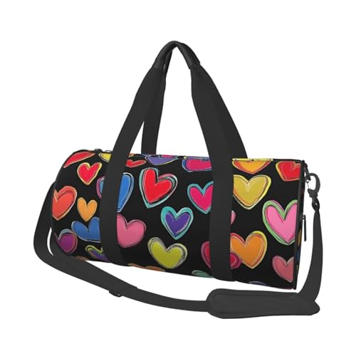 Mexpekil Turnbeutel, faltbar, Reisetasche, Handgepäck, wasserdicht, Sport, Tanz, Wochenende, Übernachtungstasche, Bunte Herzen, Einheitsgröße von Mexpekil