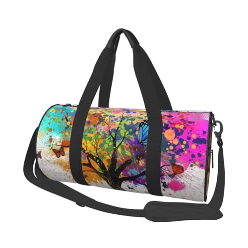 Mexpekil Turnbeutel, faltbar, Reisetasche, Handgepäck, wasserdicht, Sport, Tanz, Wochenende, Übernachtungstasche, Bunter Schmetterlingsbaum, Einheitsgröße von Mexpekil