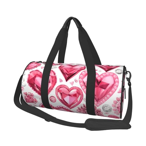 Mexpekil Turnbeutel, faltbar, Reisetasche, Handgepäck, wasserdicht, Sport, Tanz, Wochenende, Übernachtungstasche, Diamant-Liebesherzen, Einheitsgröße von Mexpekil