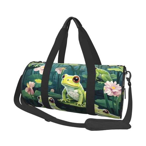 Mexpekil Turnbeutel, faltbar, Reisetasche, Handgepäck, wasserdicht, Sport, Tanz, Wochenende, Übernachtungstasche, Frosch Lotus, Einheitsgröße von Mexpekil