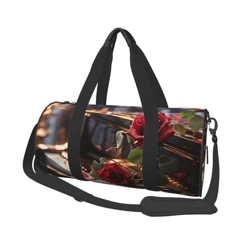 Mexpekil Turnbeutel, faltbar, Reisetasche, Handgepäck, wasserdicht, Sport, Tanz, Wochenende, Übernachtungstasche, Klavierrose, Einheitsgröße von Mexpekil