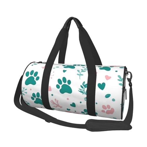 Mexpekil Turnbeutel, faltbar, Reisetasche, Handgepäck, wasserdicht, Sport, Tanz, Wochenende, Übernachtungstasche, Niedliche Pfotenblätter, Einheitsgröße von Mexpekil