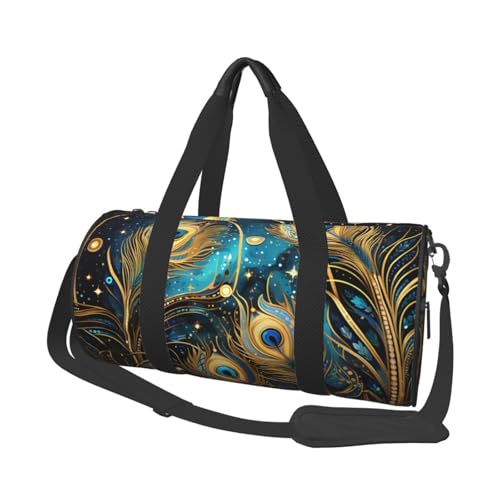 Mexpekil Turnbeutel, faltbar, Reisetasche, Handgepäck, wasserdicht, Sport, Tanz, Wochenende, Übernachtungstasche, Pfauenfedern, Einheitsgröße von Mexpekil