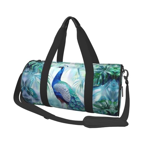 Mexpekil Turnbeutel, faltbar, Reisetasche, Handgepäck, wasserdicht, Sport, Tanz, Wochenende, Übernachtungstasche, Pfauenpalmblatt, Einheitsgröße von Mexpekil