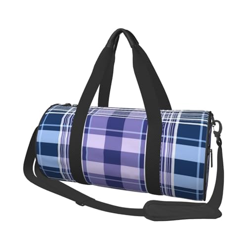Mexpekil Turnbeutel, faltbar, Reisetasche, Handgepäck, wasserdicht, Sport, Tanz, Wochenende, Übernachtungstasche, Violett, Blau, kariert, Einheitsgröße von Mexpekil