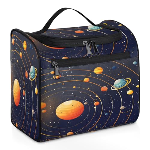 Mexpekil Universe Planets Kulturbeutel zum Aufhängen mit Sonnensystem für Damen und Herren, groß, wasserdicht, Make-up, Kosmetik, Kulturbeutel für Reisen, mehrfarbig, 10.2 x 6.5 x 9.2 inches, von Mexpekil