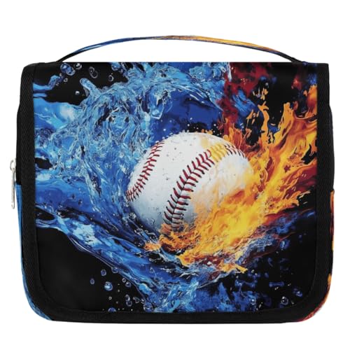 Mexpekil Wasserfeuer Sport-Kulturbeutel für Damen, Herren, Damen, wasserdicht, hängende Reise-Kulturbeutel mit Haken, Kosmetik-Make-up-Tasche von Mexpekil