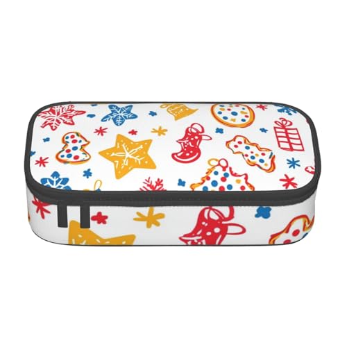 Mexpekil Weihnachten Weihnachtsmann Kaninchen Muster Federmäppchen für Mädchen Jungen Federmäppchen Schreibwaren Organizer mit Fächern Schulbedarf Tasche für Studenten Büro, Cartoon-Weihnachtsmuster von Mexpekil