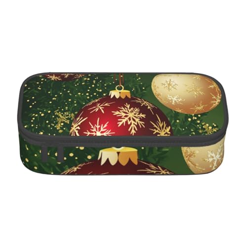 Mexpekil Weihnachten Weihnachtsmann Kaninchen Muster Federmäppchen für Mädchen Jungen Federmäppchen Schreibwaren Organizer mit Fächern Schulbedarf Tasche für Studenten Büro, Weihnachtskugeln von Mexpekil