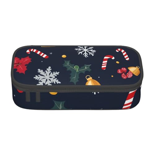Mexpekil Weihnachten Weihnachtsmann Kaninchen Muster Federmäppchen für Mädchen Jungen Federmäppchen Schreibwaren Organizer mit Fächern Schulbedarf Tasche für Studenten Büro, Zuckerstange, Schneeflocke von Mexpekil
