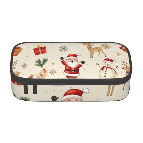 Mexpekil Weihnachtsbaum Rentier Schneeflocken Rot Federmäppchen für Mädchen Jungen Federmäppchen Schreibwaren Organizer mit Fächern Schulbedarf Tasche für Studenten Büro, Weihnachts-Schneemann, Hirsch von Mexpekil