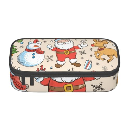 Mexpekil Weihnachtsbaum Rentier Schneeflocken Rot Federmäppchen für Mädchen Jungen Federmäppchen Schreibwaren Organizer mit Fächern Schulbedarf Tasche für Studenten Büro, Weihnachts-Schneemann von Mexpekil