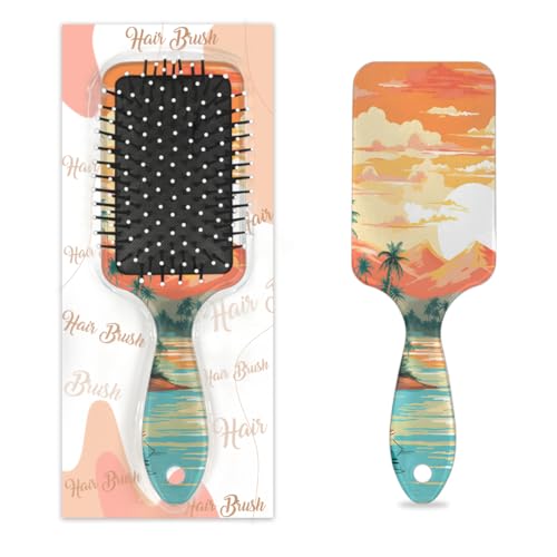 Mexpekil hawaiianische tropische Kokosnuss-Haarbürste, zum Entwirren von nassen und trockenen Haaren, Massage-Luftkissen-Kamm für Mädchen, Damen, Herren von Mexpekil