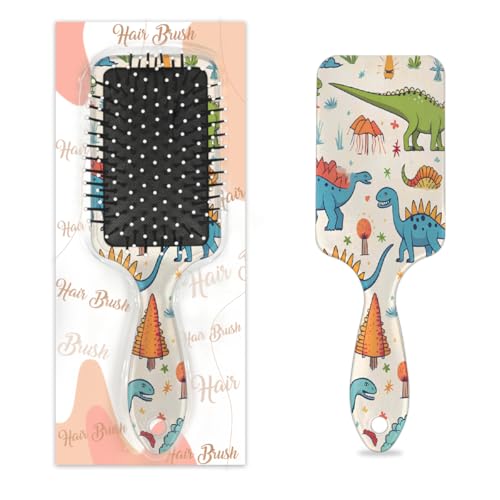 Niedliche Cartoon-Dinosaurier-Haarbürste, Tier-Dino, Nass-, Trocken-, Luftkissen-Haarbürste, Kunststoff, Entwirrer-Haarbürste für Kinder und Erwachsene, Geschenk für Damen und Herren von Mexpekil
