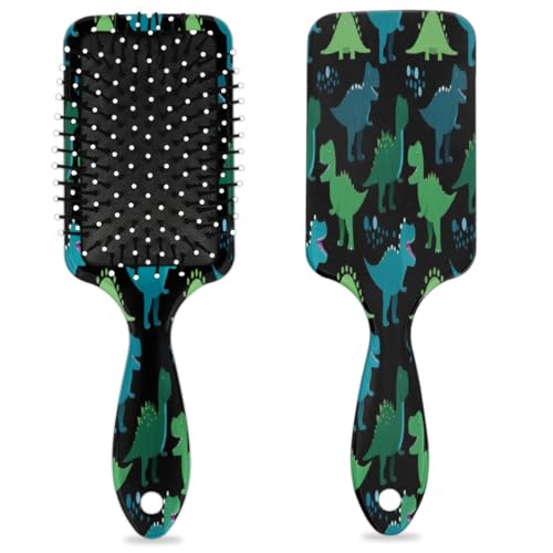 Niedliche Dinosaurier-Haarbürste, Cartoon-Dinosaurier-Haarbürste, Nass-, Trocken-, Luftkissen-Haarbürste, Kunststoff, Entwirrer-Haarbürste für Kinder und Erwachsene, Geschenk für Damen und Herren von Mexpekil