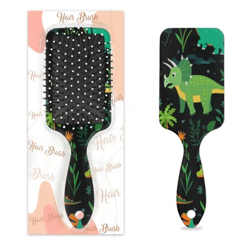 Niedliche Dinosaurier-Haarbürste, ethnischer Dinosaurier, nasses, trockenes Luftkissen, Haarbürste aus Kunststoff, Entwirrer, Haarbürste für Kinder und Erwachsene, Geschenk für Damen und Herren von Mexpekil