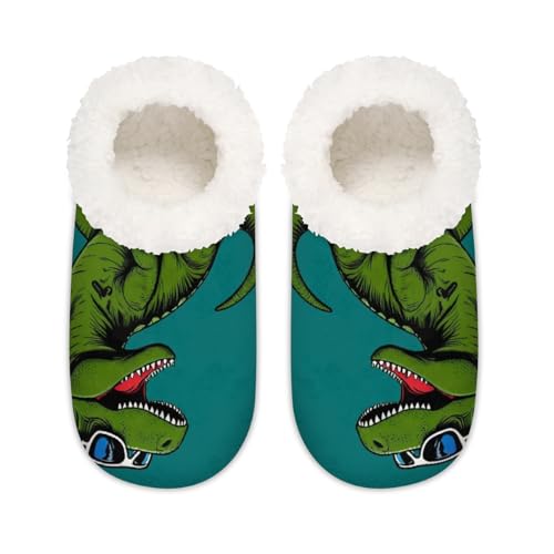 Niedliche Dinosaurier-Hausschuhe für Damen und Herren, Skateboard-Dinosaurier-Tier-Memory-Schaum-Hausschuhe, Hausschuhe, Socken, multi, 37.5/38.5 EU Weit von Mexpekil