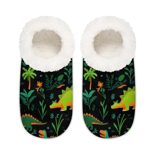 Niedliche Dinosaurier-Hausschuhe für Damen und Herren, ethnische Dinosaurier-Memory-Foam-Hausschuhe, rutschfeste Slipper-Socken, multi, 37.5/38.5 EU Weit von Mexpekil