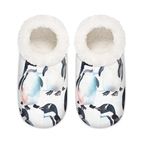 Niedliche Pinguin-Hausschuhe für Damen und Herren, Winter-Pinguin-Muster, Memory-Schaum, Hausschuhe, Slipper-Socken, multi, 37.5/38.5 EU Weit von Mexpekil