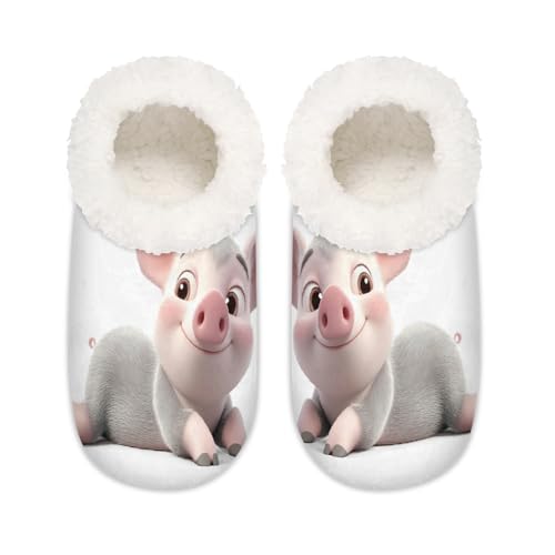 Niedliche Tier-Schweine-Hausschuhe für Damen und Herren, Memory-Schaum, bequeme rutschfeste Haussocken, multi, 37.5/38.5 EU Weit von Mexpekil