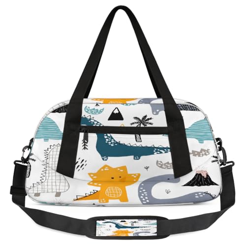 Palmen-Dino-Dinosaurier-Reisetasche für Kinder, für Jungen, Mädchen, Teenager, Sport, Turnbeutel für Wochenende, Reisen, Gymnastik, Tanzen, Ballett, mehrfarbig von Mexpekil