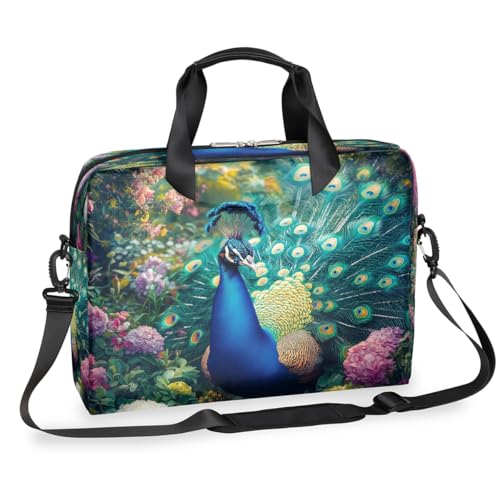 Peacock Vibrant Plumage Laptop-Aktentasche für Männer und Frauen, 15,7 Zoll Business Computertasche mit abnehmbarem Schultergurt, Laptoptasche, Messenger-Aktentasche von Mexpekil