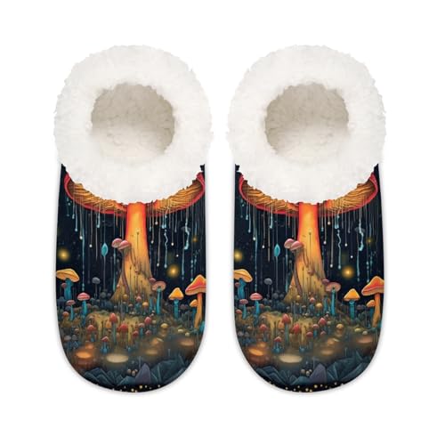 Psychedelic Mushrooms Illusion Quallen Hausschuhe für Damen und Herren, Memory-Schaum, Hausschuhe, Slipper-Socken, multi, 37.5/38.5 EU Weit von Mexpekil