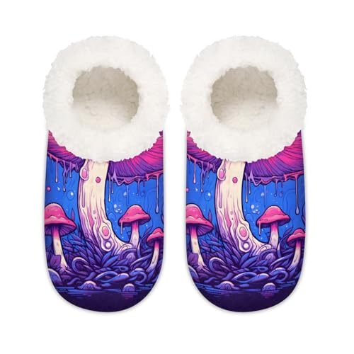Psychedelic Mushrooms Pink House Slippers for Women Men, Memory Foam House Shoes Anti Slip Slipper Socks, multi, 37.5/38.5 EU Weit von Mexpekil