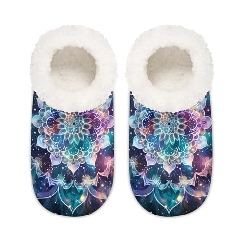 Psychedelische Mandala-Hausschuhe für Damen und Herren, Mandala-Blume, Memory-Schaum, Hausschuhe, Slipper-Socken, multi, 6/6.5 UK Wide von Mexpekil