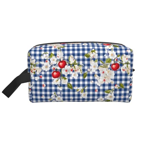 Reise-Kulturbeutel, große Make-up-Tasche, weiß, Blumenmuster, Blau, kariert, Make-up-Tasche, Kulturbeutel für Damen und Herren, weiß, Einheitsgröße, Kulturbeutel Reise-Kulturbeutel, große Make-up-Tasche, weiß, Blumenmuster, Blau, kariert, Make-up-Tasche, Kulturbeutel für Damen und Herren, weiß, Einheitsgröße, Kulturbeutel von Mexpekil