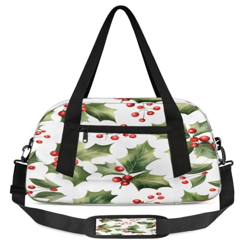 Reisetasche, Weihnachten, Stechpalmenblatt, große Kapazität, Sporttasche, Übernachtungstasche für Damen und Herren, Reiseutensilien, Weihnachts-Stechpalmenblatt, Einheitsgröße, Handgepäck von Mexpekil