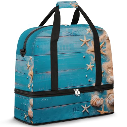 Reisetasche mit Schuhfach und Trolleyhülle, Holzschale, Sporttasche, faltbar, Wochenendtasche für Damen und Herren, Schwarz von Mexpekil