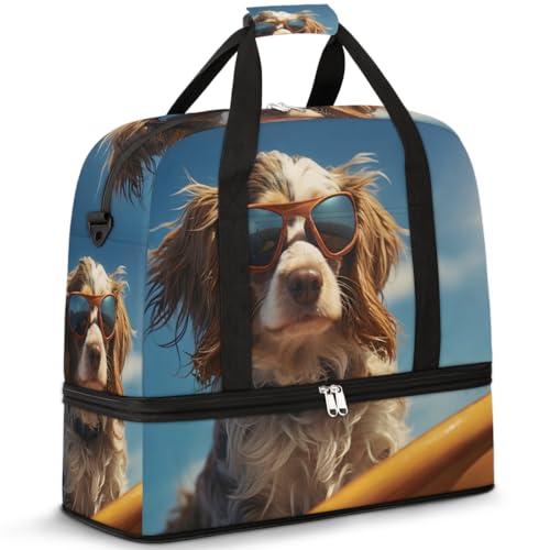 Reisetasche mit Schuhfach und Trolleyhülle, Sonnenbrille, Hundesporttasche, faltbar, Wochenendtasche für Damen und Herren, Schwarz von Mexpekil