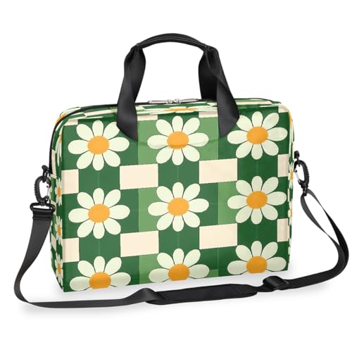 Retro Groovy Daisy Flower Laptop Aktentasche für Männer und Frauen, 15,7 Zoll Business Computer Tasche mit abnehmbarem Schultergurt, Laptoptasche, Tasche, Messenger Aktentasche von Mexpekil