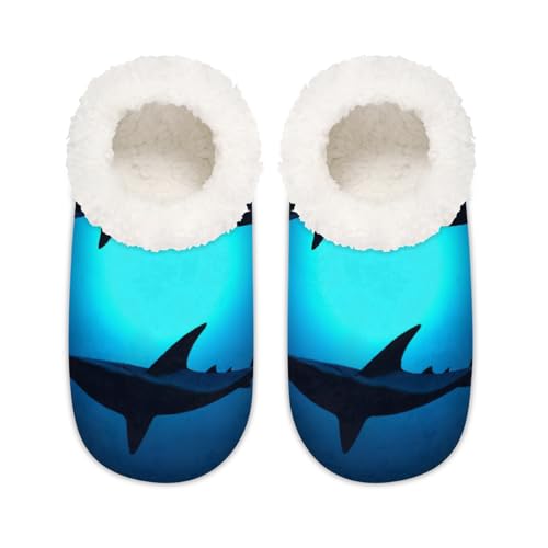Schwimmende Hai-Hausschuhe für Damen und Herren, Ozeanhai, Memory-Schaum, rutschfeste Slipper-Socken, multi, 37.5/38.5 EU Weit von Mexpekil