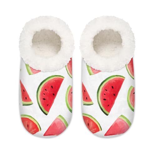 Sommerhausschuhe mit Wassermelonen-Motiv, für Damen und Herren, Fruchtmuster, Memory-Schaum, rutschfeste Slipper-Socken, multi, 37.5/38.5 EU Weit von Mexpekil