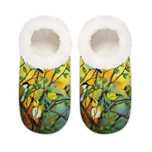 Spring Bird House Hausschuhe für Damen und Herren, Ast, Kolibri-Baum, Memory-Schaum, Hausschuhe, Hausschuhe, Socken, multi, 37.5/38.5 EU Weit von Mexpekil