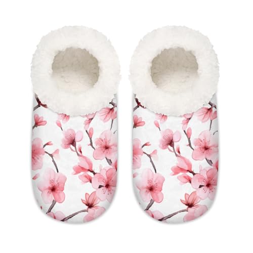 Spring Cherry Blossom Hausschuhe für Damen und Herren, Memory-Schaum, bequeme rutschfeste Haussocken, multi, 37.5/38.5 EU Weit von Mexpekil