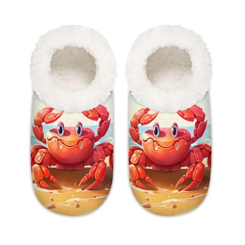 Strand-Krabben-Hausschuhe für Damen und Herren, Meerestier-Memory-Foam-Hausschuhe, rutschfeste Slipper-Socken, multi, 37.5/38.5 EU Weit von Mexpekil
