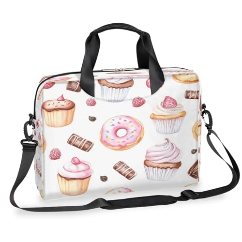 Sweet Cupcake Donut Laptop-Aktentasche für Männer und Frauen, 15,7 Zoll Business-Computertasche mit abnehmbarem Schultergurt, Laptoptasche, Messenger-Aktentasche von Mexpekil
