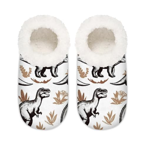 Tier-Dinosaurier-Hausschuhe für Damen und Herren, Retro-Dinosaurier, Memory-Schaum, Hausschuhe, Hausschuhe, Socken, multi, 37.5/38.5 EU Weit von Mexpekil