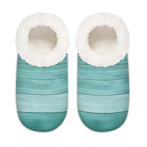 Türkisfarbene Holzplankenhausschuhe für Damen und Herren, Memory-Schaum, Hausschuhe, Hausschuhe, Socken, multi, 6/6.5 UK Wide von Mexpekil