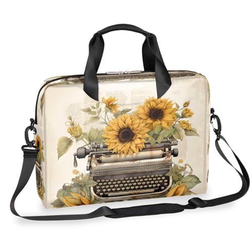Vintage Faxgerät Sonnenblume Drucker Laptop Aktentasche für Männer Frauen 15,7 Zoll Business Computer Tasche mit abnehmbarem Schultergurt Laptoptasche Sleeve Messenger Aktentasche von Mexpekil