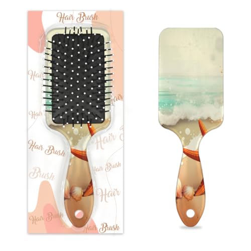 Wasserfarben-Haarbürste mit Seestern, Muscheln, Strandhaarbürste, nasses, trockenes Luftkissen, Haarbürste aus Kunststoff, Entwirrer, Haarbürste für Kinder und Erwachsene, Geschenk für Damen und von Mexpekil